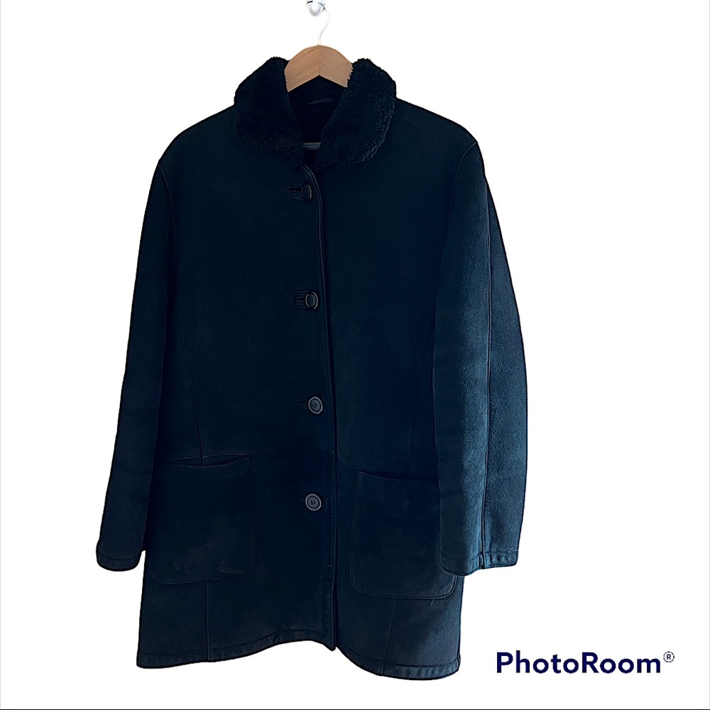 ▪️The Lamb Leather Company of Spain: SHEARLING & SUEDE women’s black coat▪️